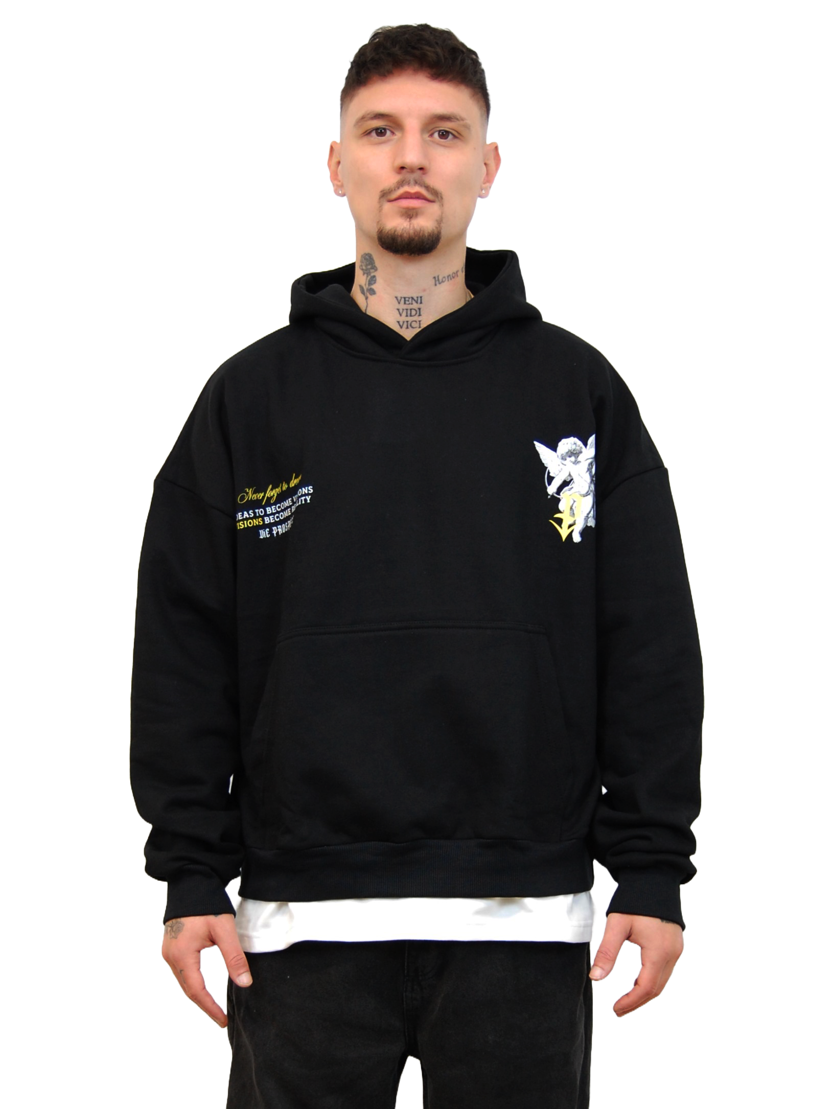 "DREAMS" OVERSIZED HOODIE "NEVER FORGET TO DREAM" IN SCHWARZ