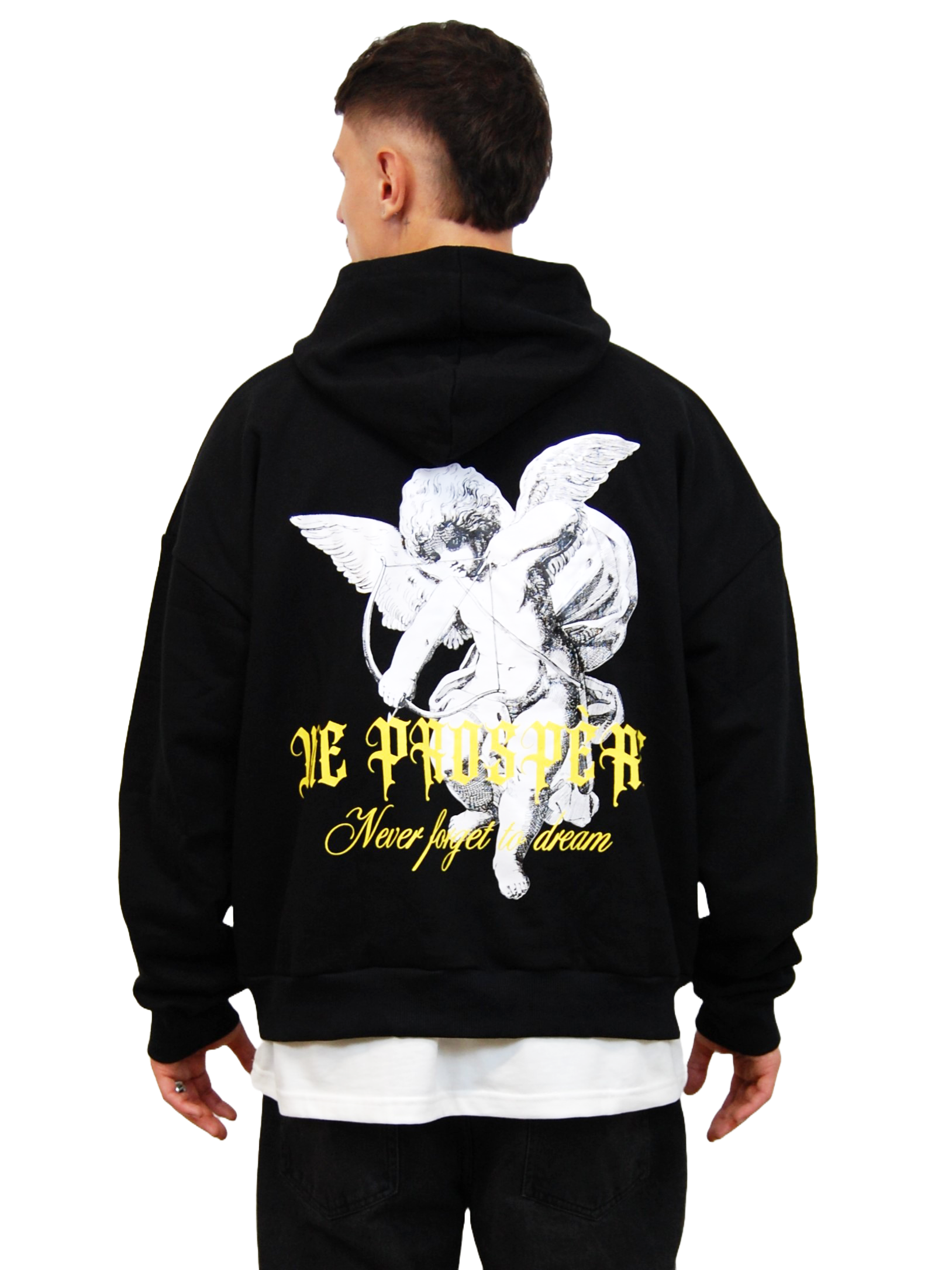"DREAMS" OVERSIZED HOODIE "NEVER FORGET TO DREAM" IN SCHWARZ