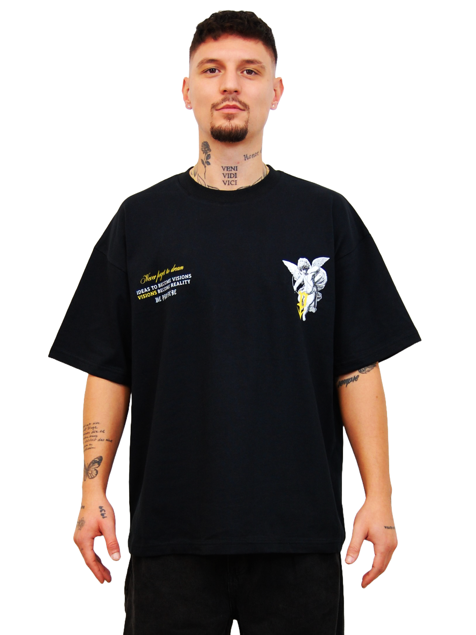 "DREAMS" OVERSIZED T-SHIRT "NEVER FORGET TO DREAM" IN SCHWARZ