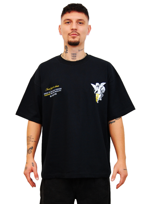 "DREAMS" OVERSIZED T-SHIRT "NEVER FORGET TO DREAM" IN SCHWARZ