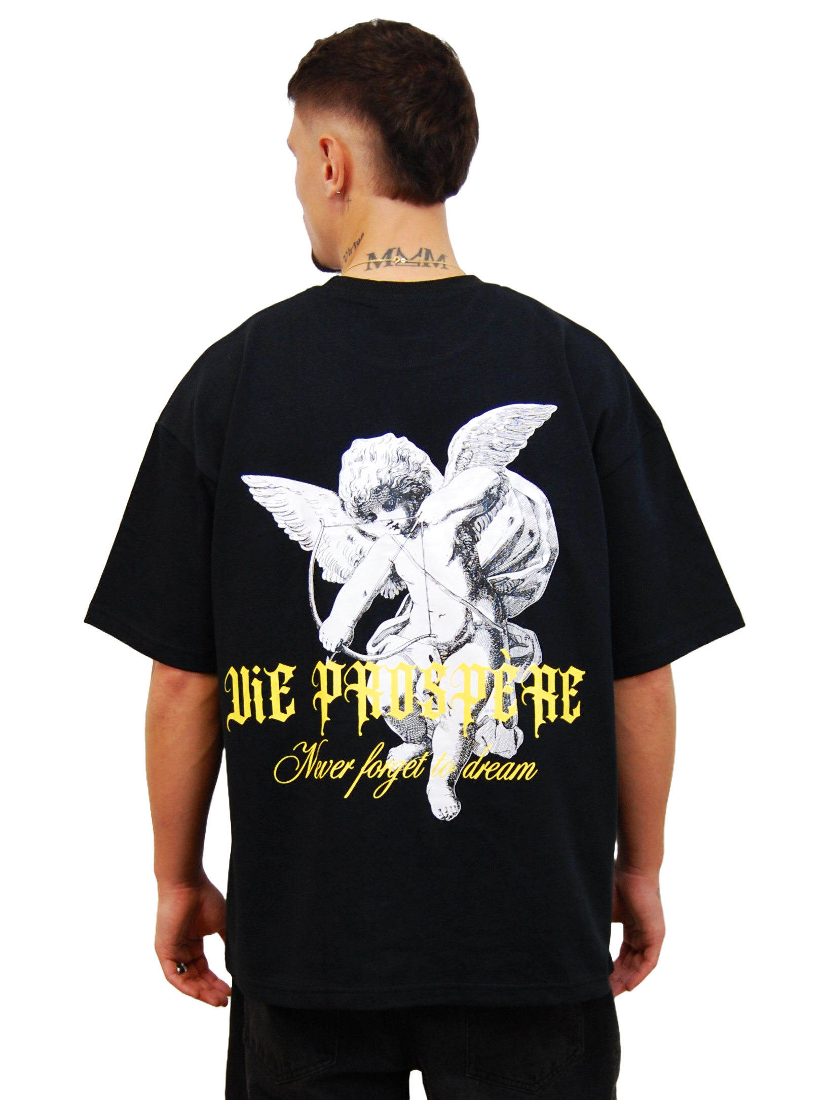 "DREAMS" OVERSIZED T-SHIRT "NEVER FORGET TO DREAM" IN SCHWARZ