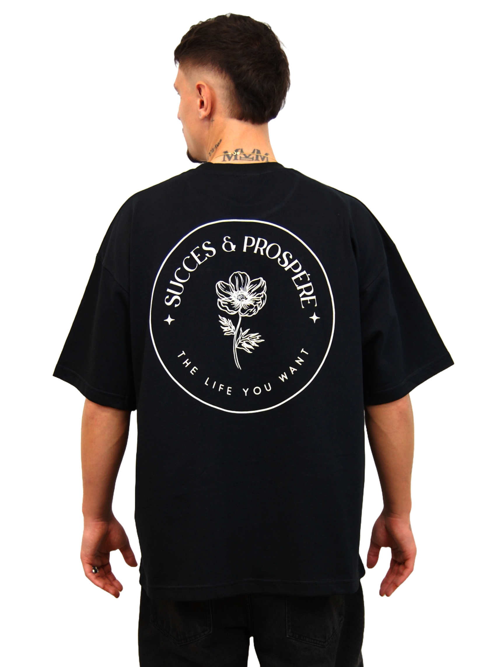 "DREAMS" OVERSIZED T-SHIRT - "SUCCES & PROSPÉRE" IN SCHWARZ