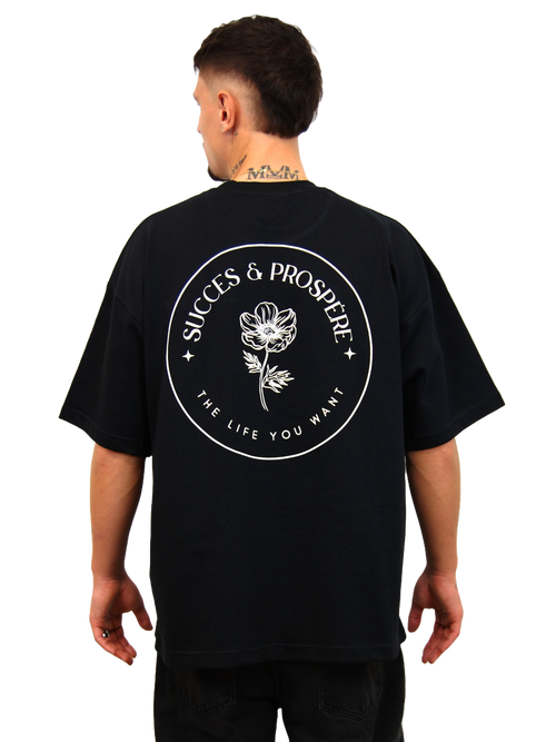 "DREAMS" OVERSIZED T-SHIRT - "SUCCES & PROSPÉRE" IN SCHWARZ