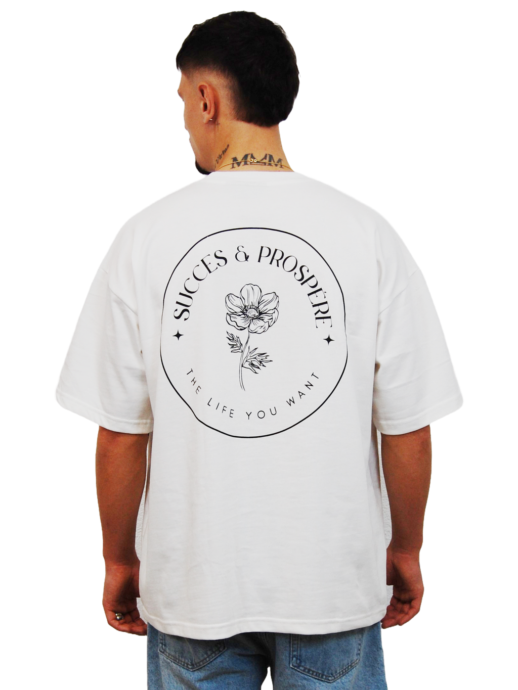 "DREAMS" OVERSIZED T-SHIRT - "SUCCES & PROSPÉRE" IN WEIß