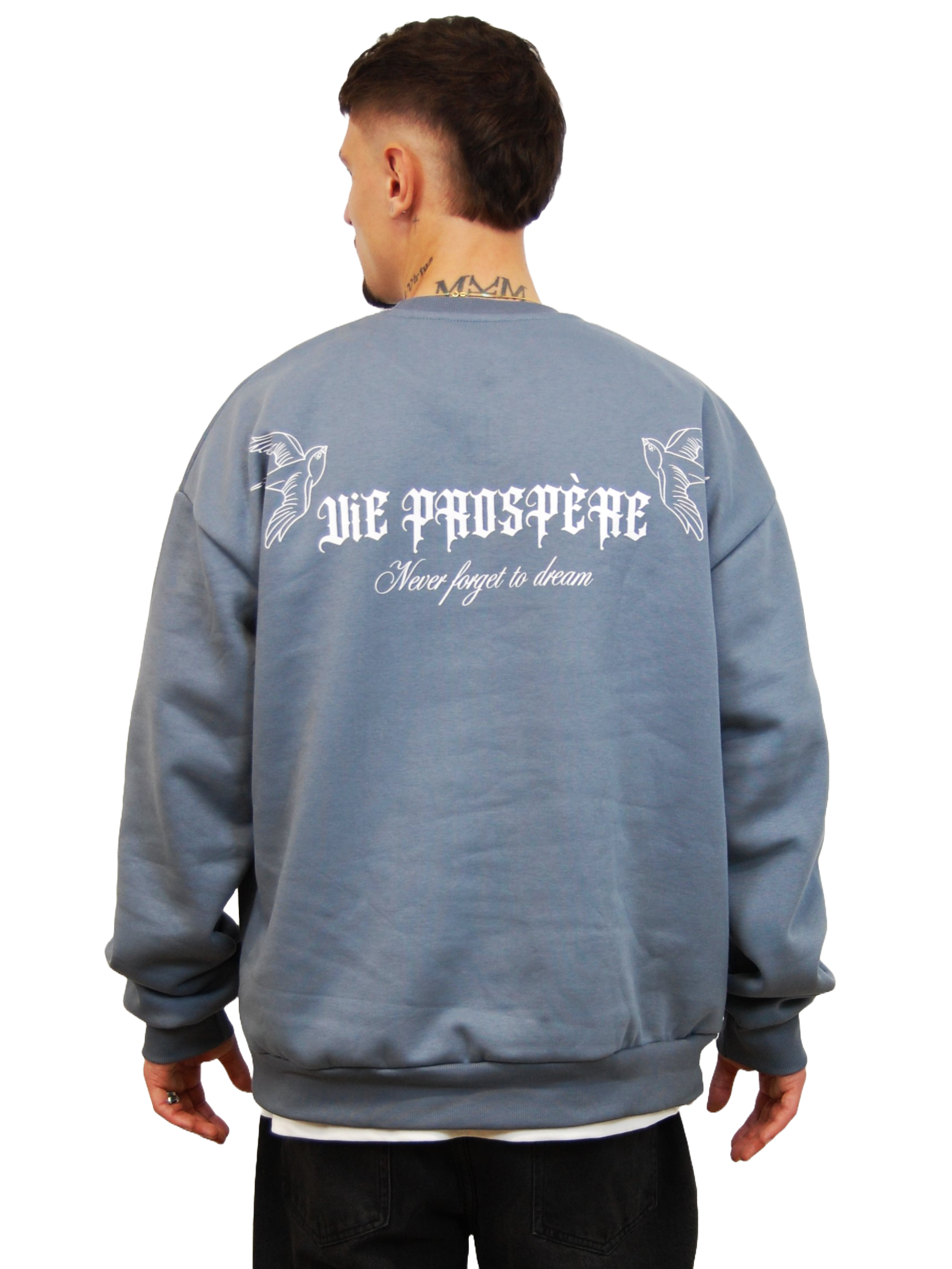 "DREAMS" OVERSIZED SWEATER IN DUSTY BLUE