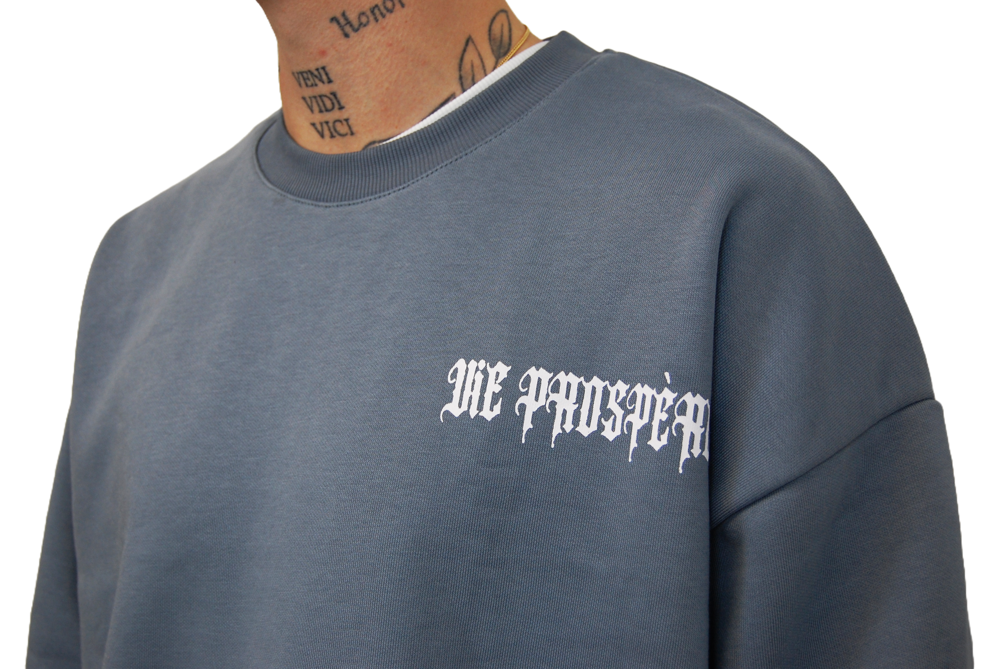 "DREAMS" OVERSIZED SWEATER IN DUSTY BLUE