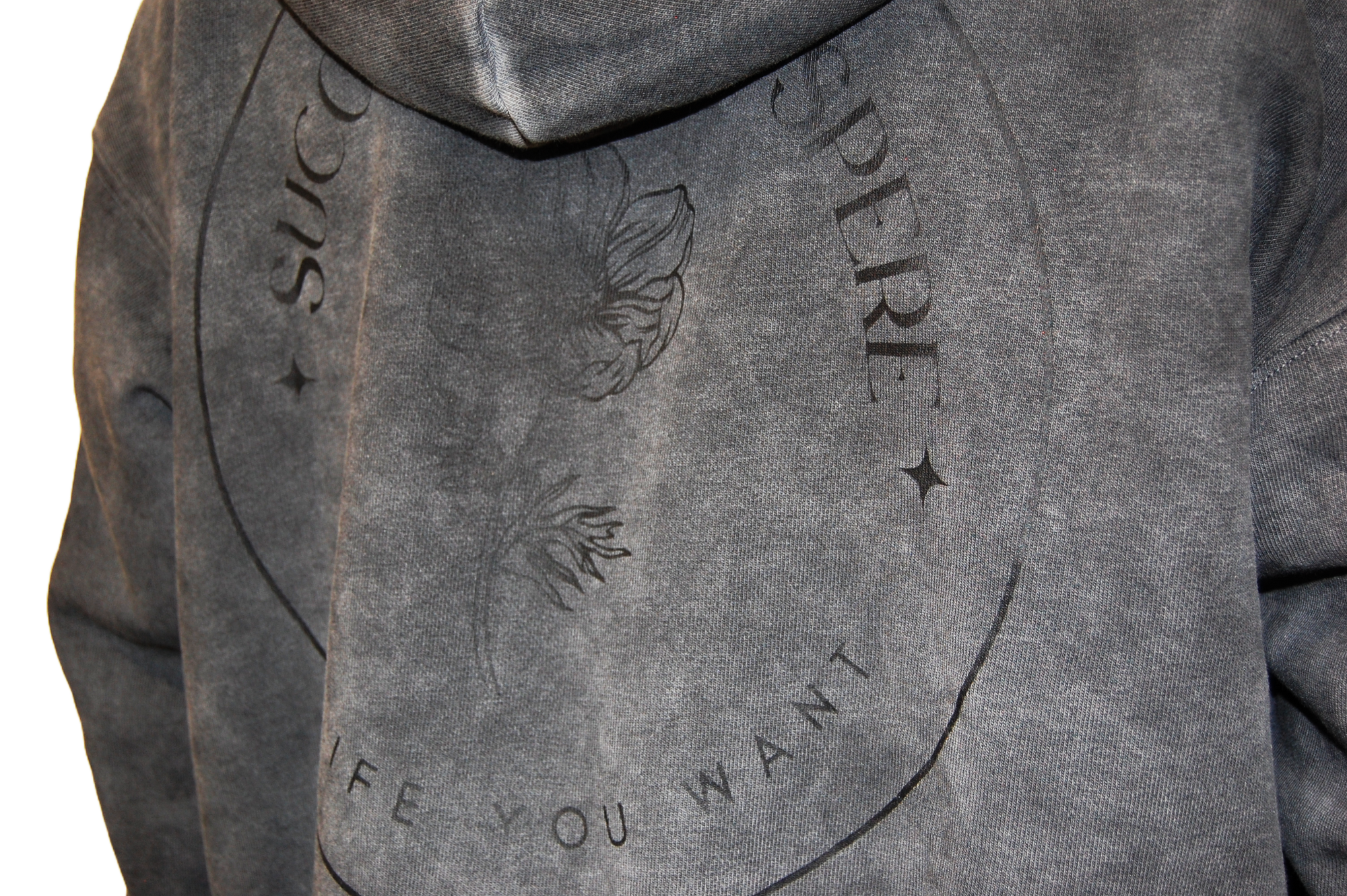 "DREAMS" OVERSIZED ZIPHOODIE "SUCCES & PROSPÉRE" IN WASHED-OUT GREY